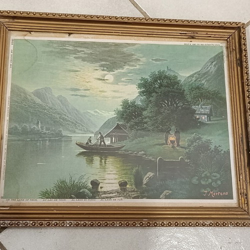 Old framed picture with glass, used, 31x25 cm