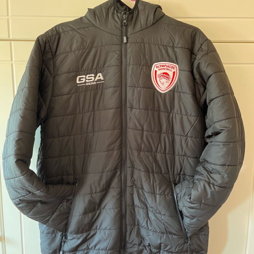 Olympiacos basketball jacket like new, black with sewn patches