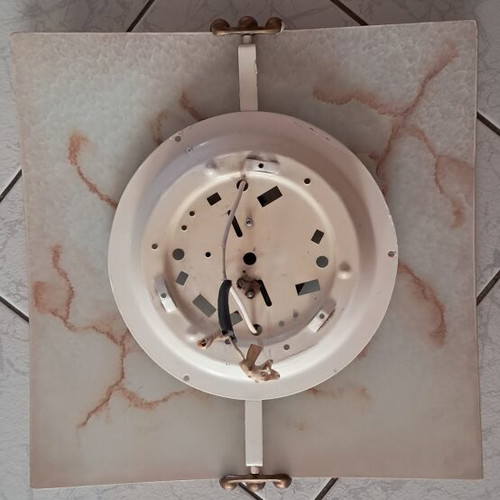 Ceiling light with glass shade like new, beige-white 39.5cm×39.5cm