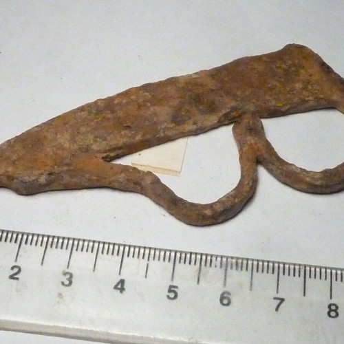 Massive iron hand-forged flint used