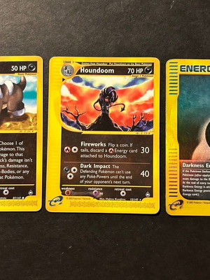 Aquapolis Pokémon card set: Houndoom, Houndour, Darkness Energy