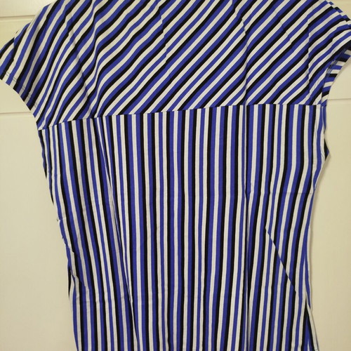 Benetton women's striped short-sleeve shirt size M like new, black and blue