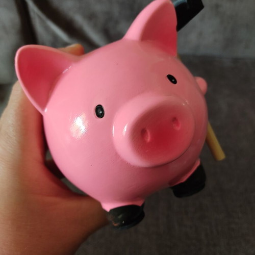 Ceramic piggy bank with hammer like new