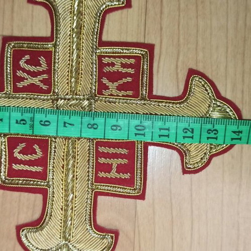 Set of 9 new ecclesiastical crosses with gold embroidery on red fabric