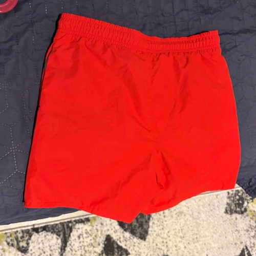 Lacoste Monochromatic Lined Swim Trunks, red, XS
