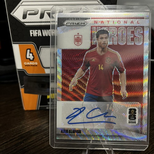 2026 Prizm FIFA World Cup Xabi Alonso National Heroes Silver Wave Auto card