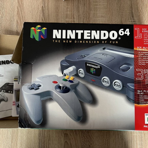 Nintendo 64 box used with English manual and poster