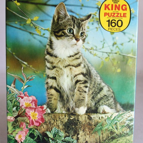 Vintage King Puzzle 160 pieces European Shorthair Tabby Cat sealed