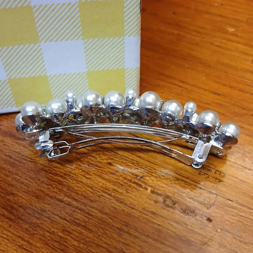 Hair Clip used with Faux Pearls and Rhinestones, Metal