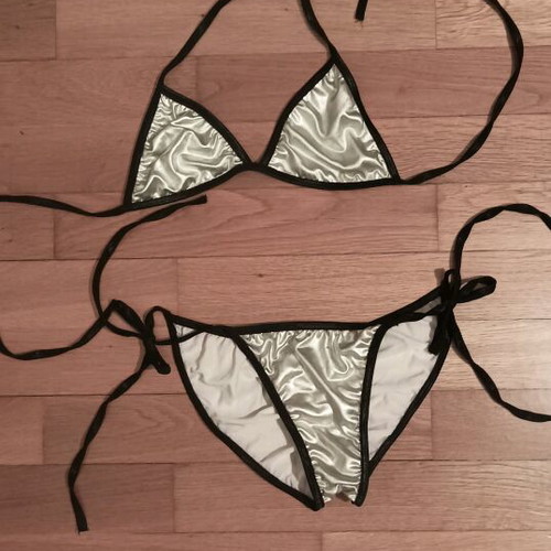 Underwear set, black and silver, size XS