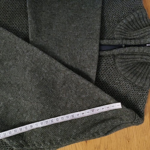 Wool men's pullover with zipper new, size L, khaki