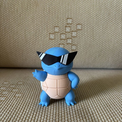 Squirtle figure with sunglasses, 3D printed