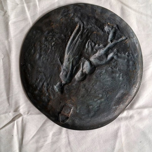 Italian bronze relief wall plaque used, neoclassical, late 19th century