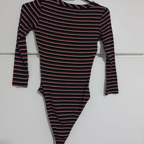 Black bodysuit with red and white stripes like new, size S