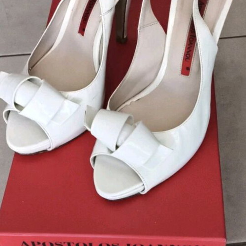 Apostolos Ioannou sandals used, white patent leather, size 37