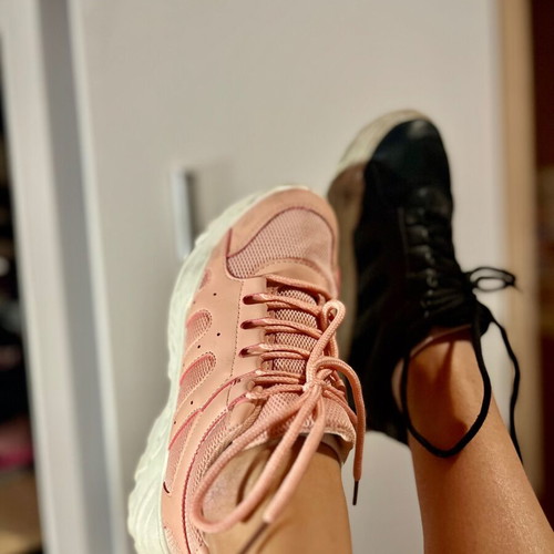 Sneakers size 36 spring colors pink like new and black used