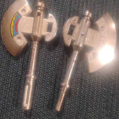 Vintage Tai Fong Robotic Radio Axe Transformers KO Blaster Axe weapon used, set of 2