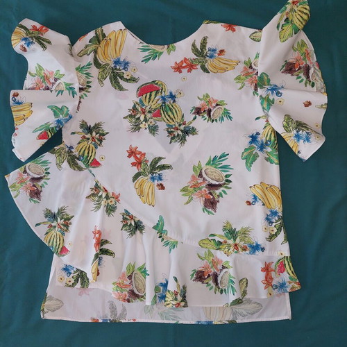 Zara women's blouse, white with colorful floral print, XS-M