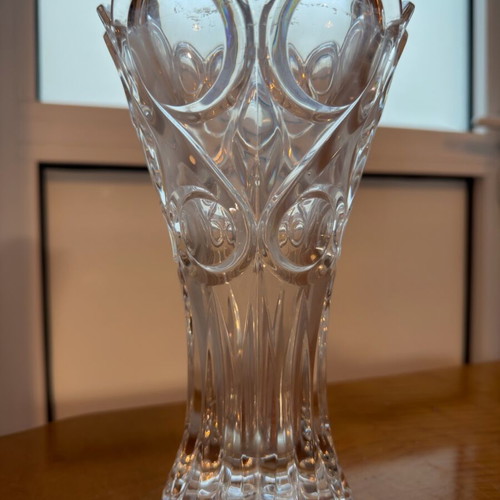 Vintage crystal vase used with embossed design