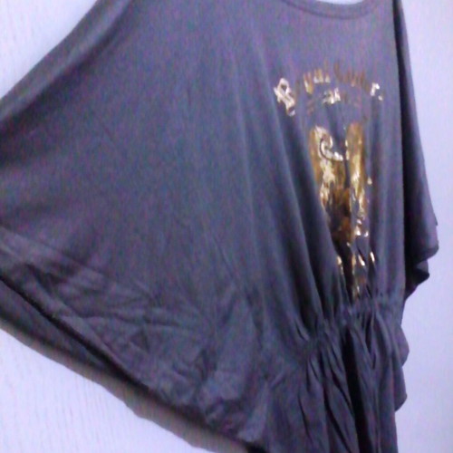 Blouses two like new, gray with gold details, one size