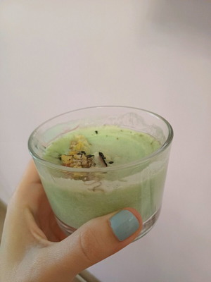 Handmade mosquito repellent candle with basil used