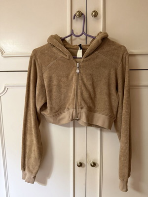 My Moo Beige Women's Crop Zip-Up Sweatshirt used, XL
