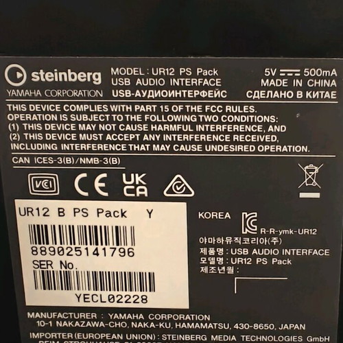 Steinberg UR12 USB Audio Interface like new