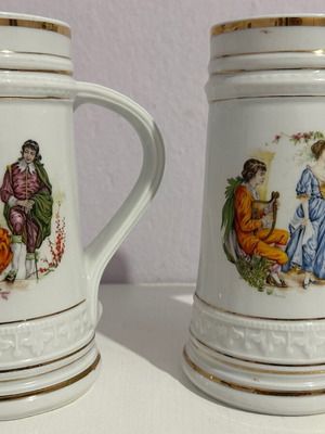 Vintage porcelain beer mugs with Zajecar '80s designs like new
