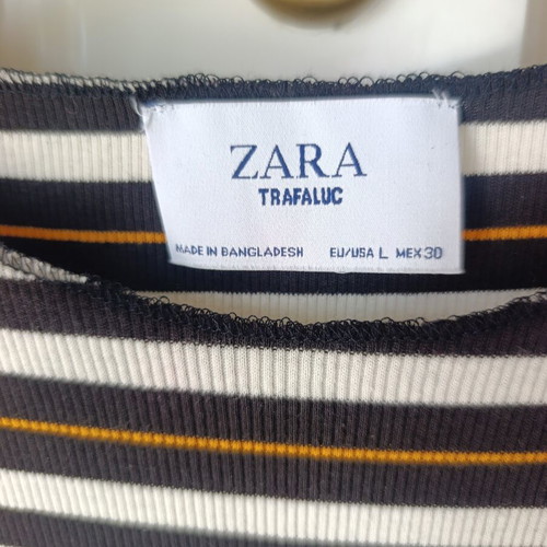 Zara ribbed dress new, white and brown, size L