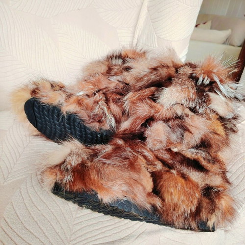 Fox fur boots, handmade, padded and warm, size 38