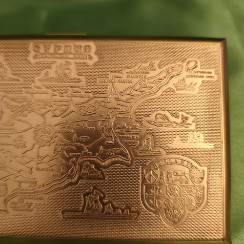 Benlow Weightless Vintage Cigarette Case with Cyprus Map, Like New