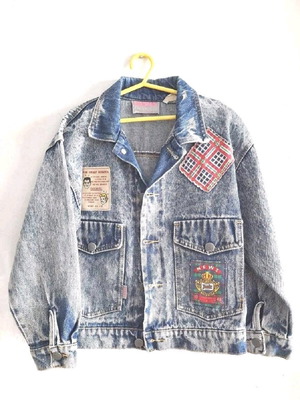 Vintage kids acid wash denim jacket 6-7 years like new, blue