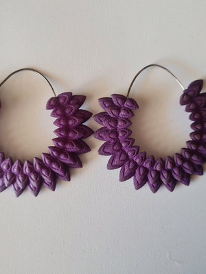 Original earrings used, purple, 3D printed