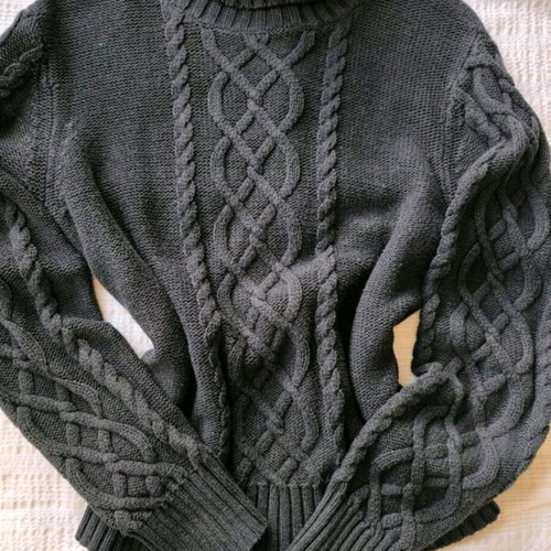 Marc O'Polo turtleneck sweater used, 100% cotton, size L, black-gray