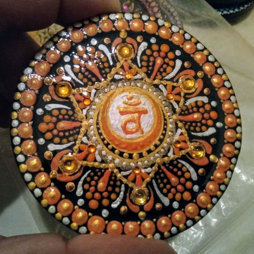 Handmade Swadhisthana mandala magnet new, decorative plaster art