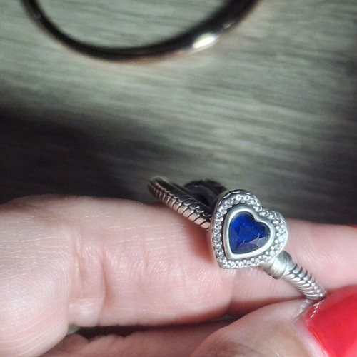 Pandora charm heart with blue crystal and zircon stones