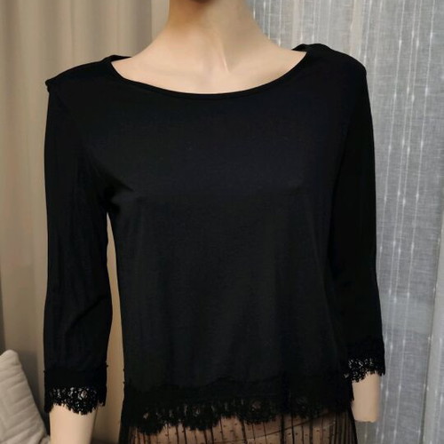 Toi&Moi black spring blouse medium like new with lace