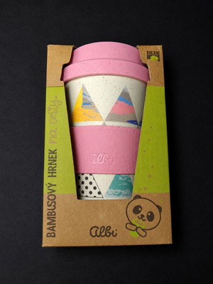 Bamboo cup με καπάκι και κουτί ροζ, καινούργιο
