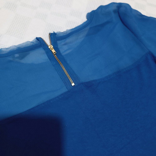 H&M Blue Blouse size S like new with transparent upper part