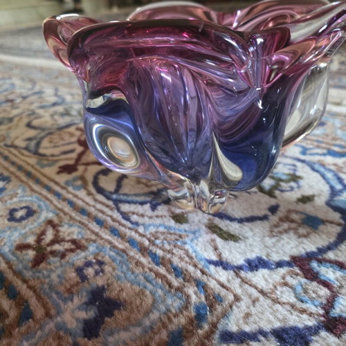 Vintage Art Glass Sommerso set in purple and blue shades like new