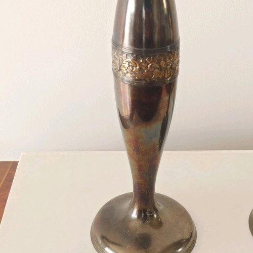 Art deco candlesticks used, set of 2 metal