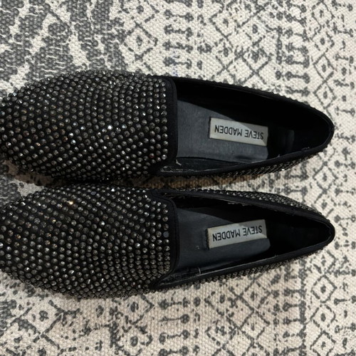 Steve Madden Caviarr Black Rhinestone Loafers, size 37