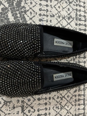 Steve Madden Caviarr Black Rhinestone Loafers, size 37