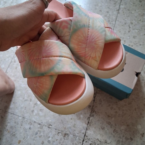 TOMS Alpargata Mallow Crossover Sandals New Candy Pink Tie Dye