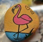 Decorative stone new, painted with tempera