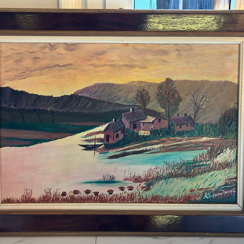 Vintage painting used, handmade oil on canvas