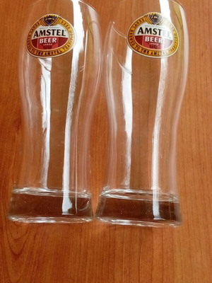 Amstel beer promotional glasses set of two new