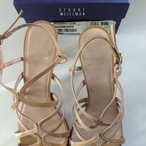 Stuart Weitzman sandals used, size 37, beige patent leather