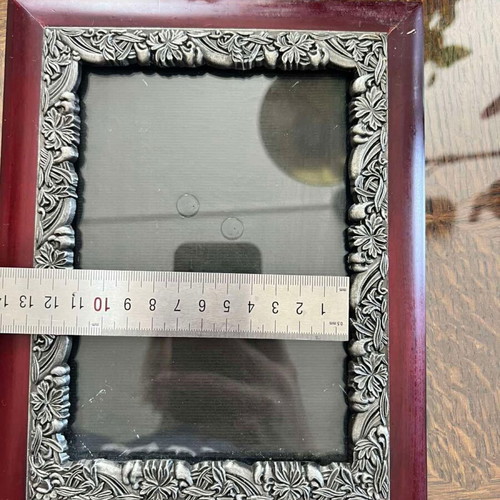Vintage Brown Silver Ornate Photo Frame like new, baroque floral design