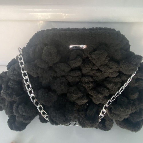Puffy Pop Corn Handmade Bag Like New, Black, Medium Size
